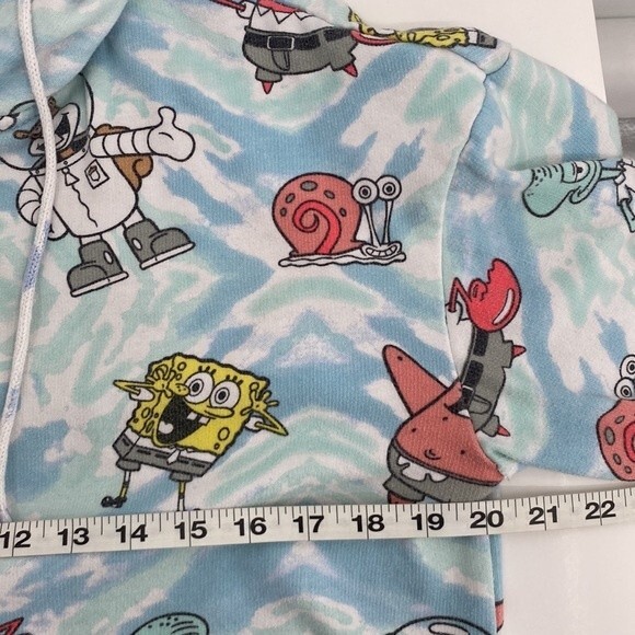 Nickelodeon Cropped Hoodie Sweatshirt Full Zip Medium SpongeBob Gary - Picture 7 of 8